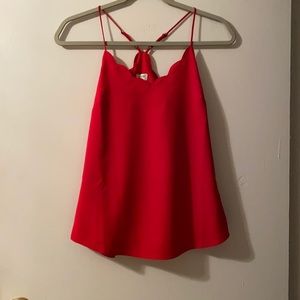 NWT JCrew Red Scalloped Top